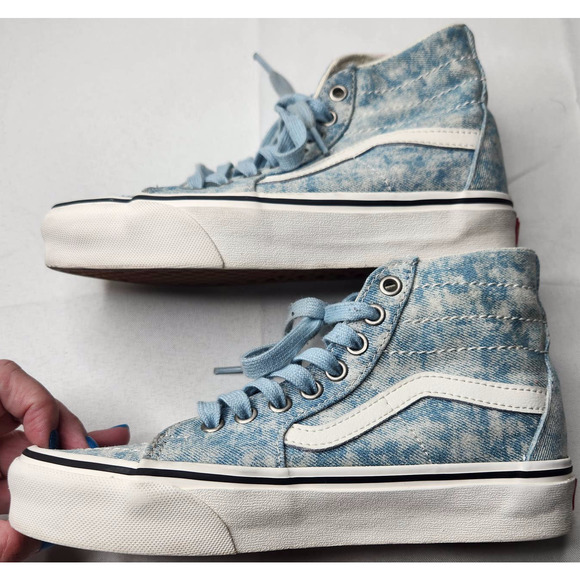 Vans Shoes - Vans Unisex Adults Denim Destroy Sk8-Hi Tampered Lace-Up Sneakers Size M4.5 W6